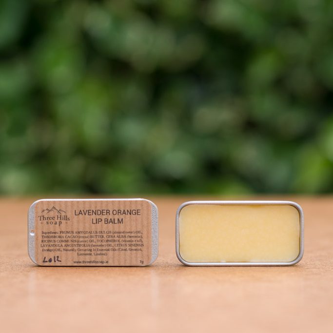 three-hills-soap-Lavender-orange-lip-balm Natural and eco-friendly with sustainable ingredients.