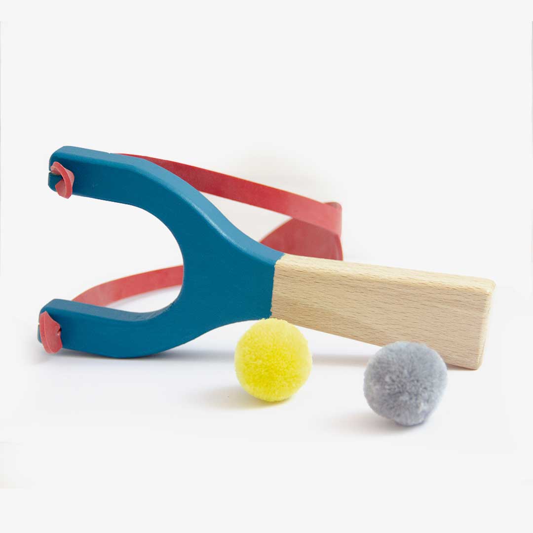 Blue Wooden Catapult - Eco-friendly and playful wooden toy, for kids with a touch of sustainability