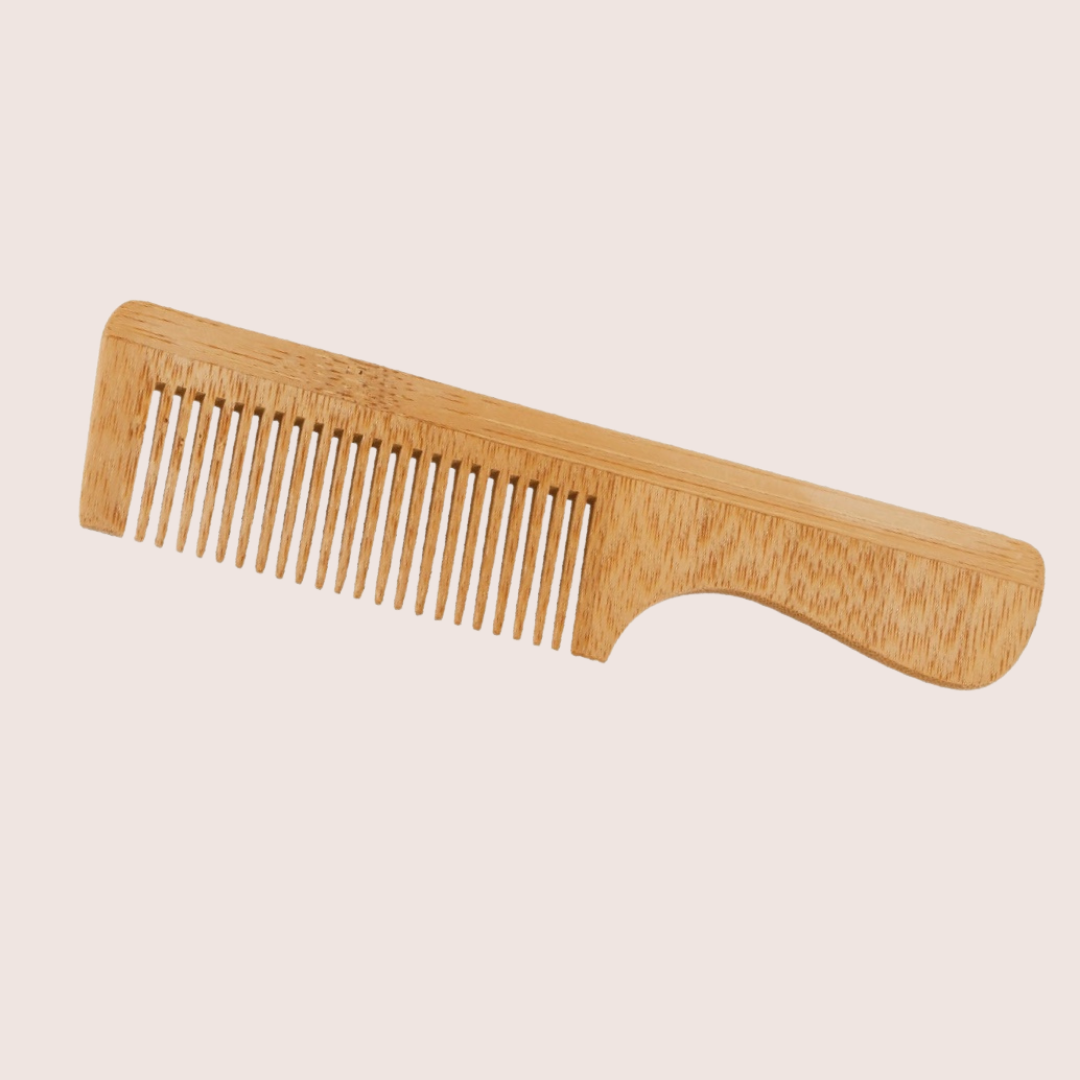 Bamboo Comb with Handle - Eco-friendly and sustainable comb for gentle detangling.