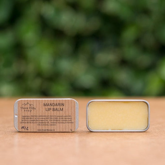 three-hills-soap-mandarin-lip-balm Natural and eco-friendly lip balm with sustainable ingredients